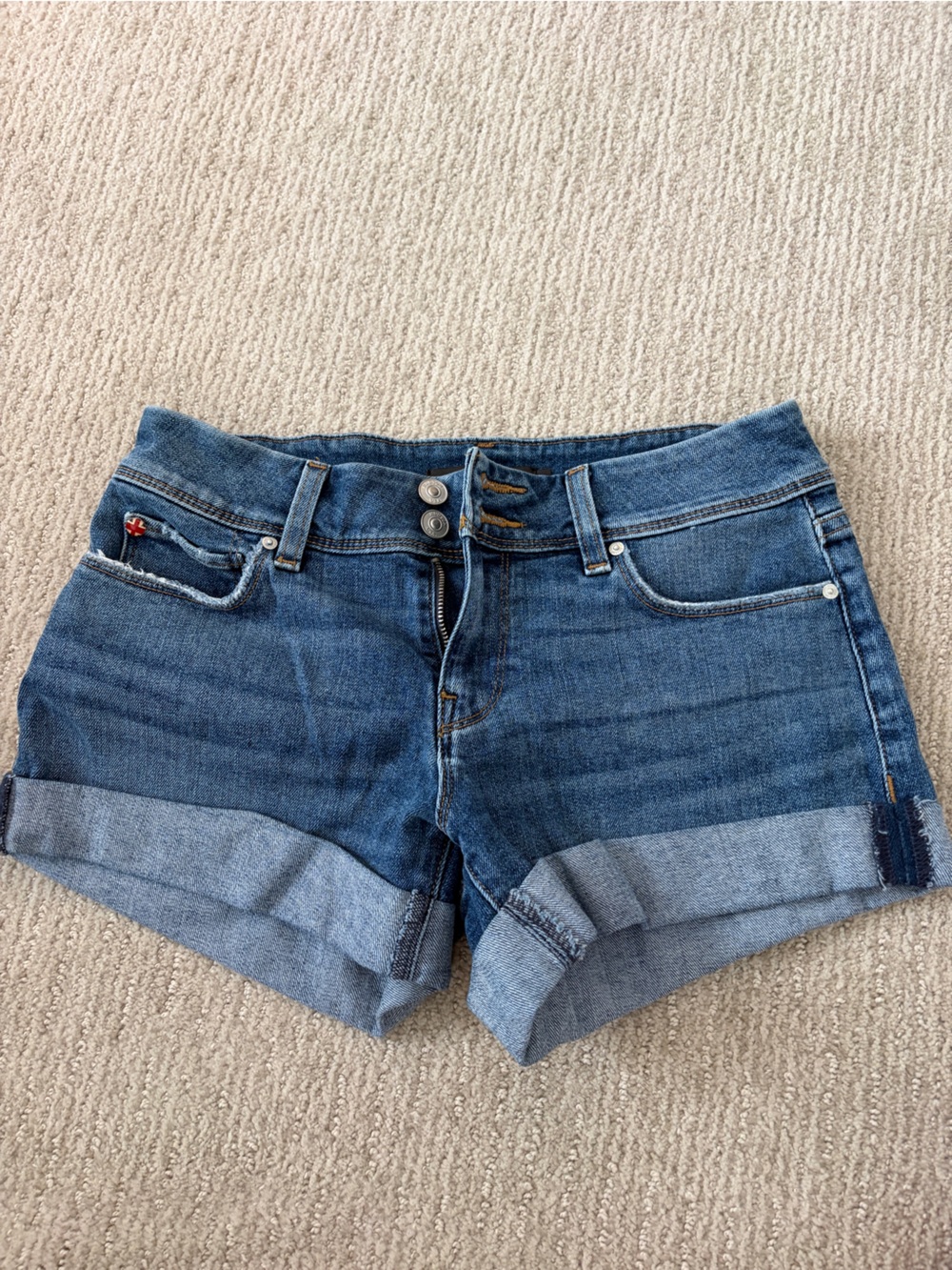 Hudson Jeans Dark Blue Denim High-Waist Shorts